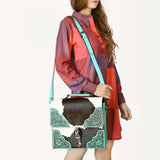 American Darling Briefcase Hand Tooled Hair on Genuine Leather Western Women Bag Handbag Purse | Travel Bags College Casual