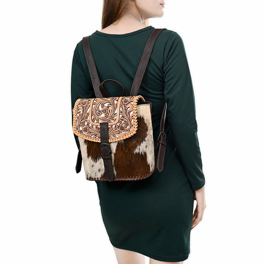 American Darling Backpack Hand Tooled Hair On Genuine Leather Women Bag Western Handbag Purse