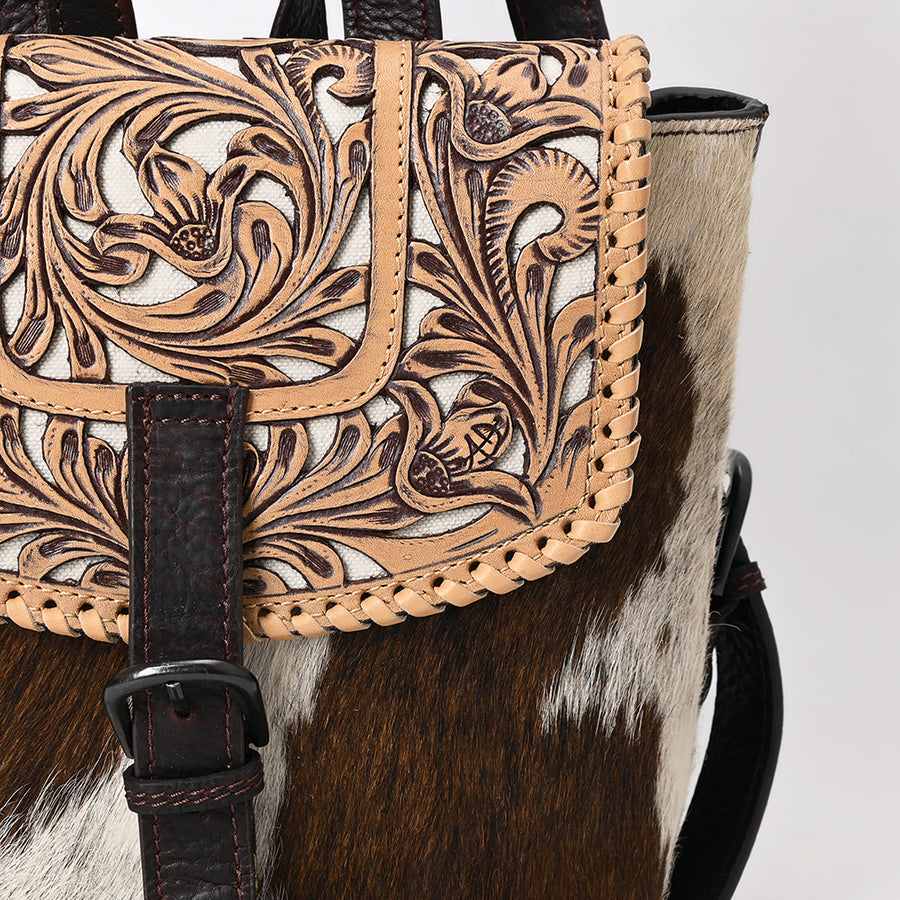 American Darling Backpack Hand Tooled Hair On Genuine Leather Women Bag Western Handbag Purse