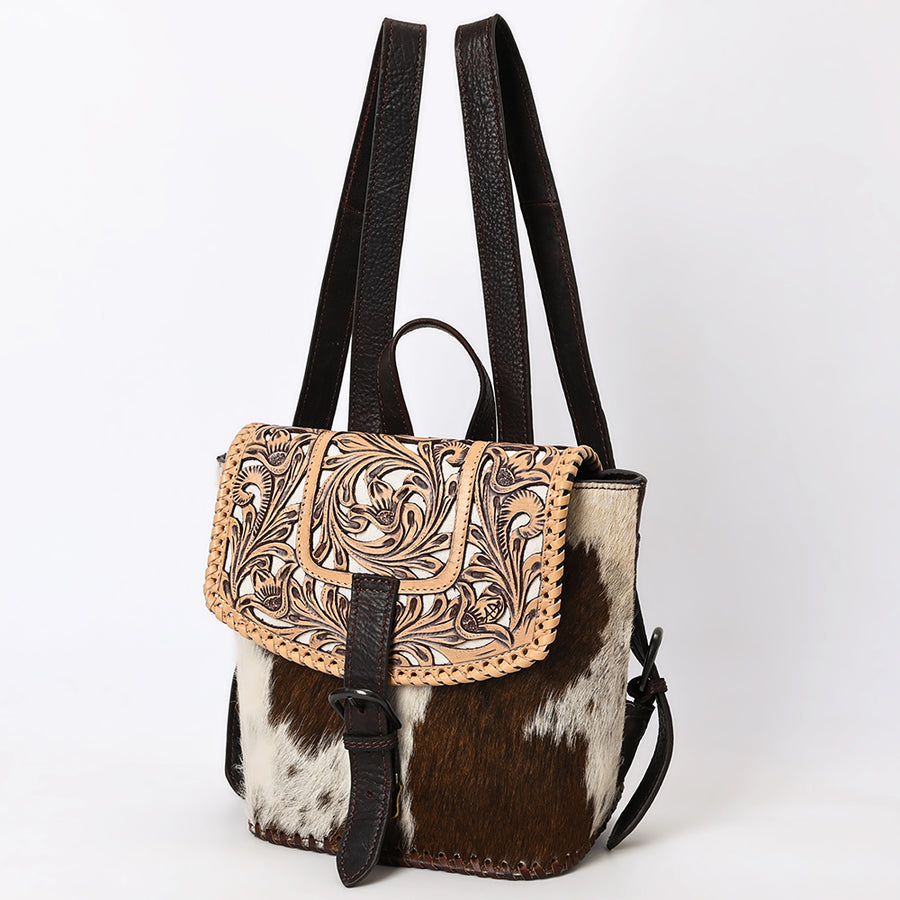 American Darling Backpack Hand Tooled Hair On Genuine Leather Women Bag Western Handbag Purse - Uhorse