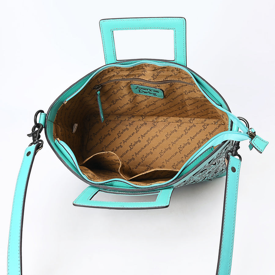 American Darling Tote Hand tooled Genuine Suede Leather Women Bag Western Handbag Purse | Travel Bags
