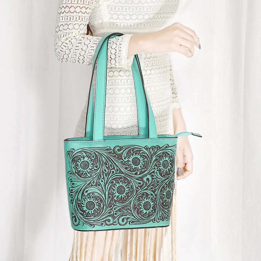 American Darling Tote Hand tooled Genuine Suede Leather Women Bag Western Handbag Purse | Travel Bags