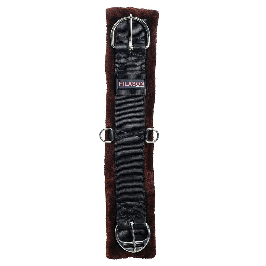 Hilason Western Horse Nylon Padded Fleece Straight Girth Stainless Steel Buckle Brown - Uhorse