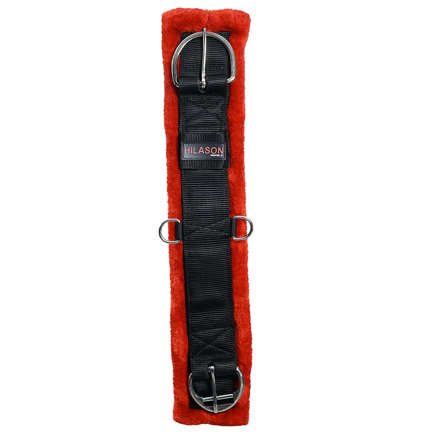 Hilason Western Horse Nylon Padded Fleece Straight Girth Stainless Steel Buckle Red - Uhorse