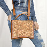 American Darling Adbg1487 Cross Body I Hand Tooled Genuine Leather Women Bag Western Handbag Purse