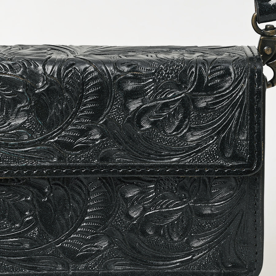 American Darling Hand-Tooled Leather Small Cross Body Bag – Floral Carved Vegetable-Tanned Genuine Leather Western Purse