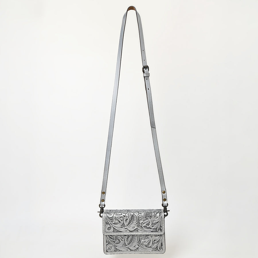 American Darling Hand-Tooled Leather Small Cross Body Bag – Floral Carved Vegetable-Tanned Genuine Leather Western Purse