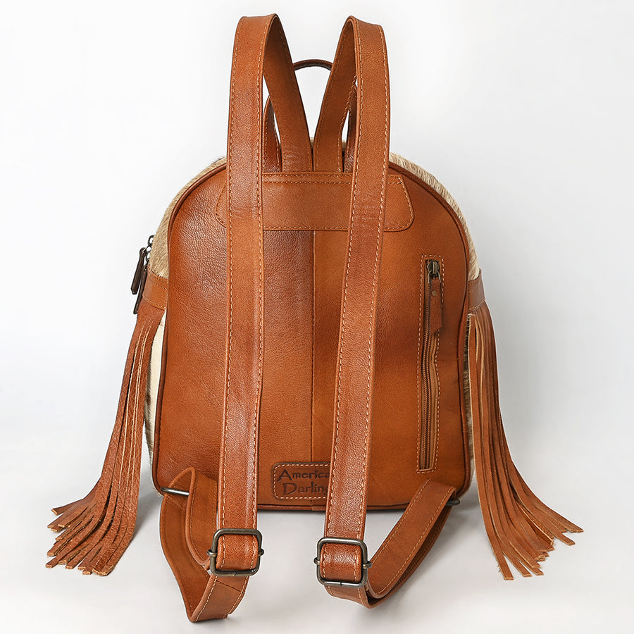 American Darling Hair-On Cowhide Leather Backpack Bag | Hand Woven Saddle Blanket Western Backpack | Full-Grain Genuine Leather Daypack