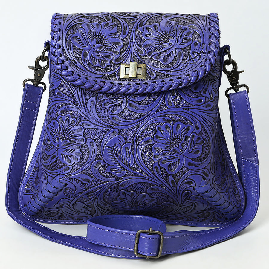 American Darling Hand-Tooled Genuine Leather Crossbody Bag | Floral Carved Full-Grain Western Purse | Everyday Leather Crossbody for Women