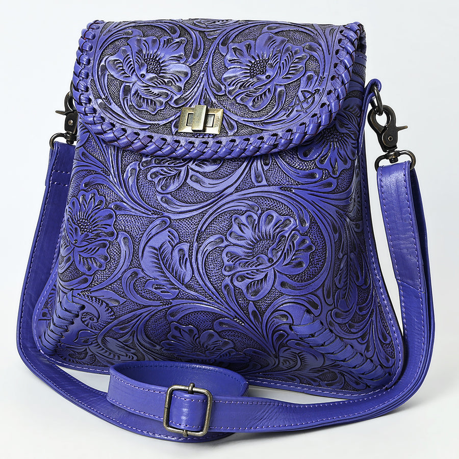 American Darling Hand-Tooled Leather Crossbody Bag | Floral Carved Western Purse - Uhorse