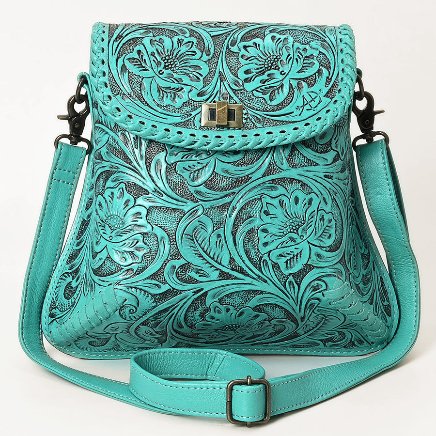 American Darling Hand-Tooled Genuine Leather Crossbody Bag | Floral Carved Full-Grain Western Purse | Everyday Leather Crossbody for Women