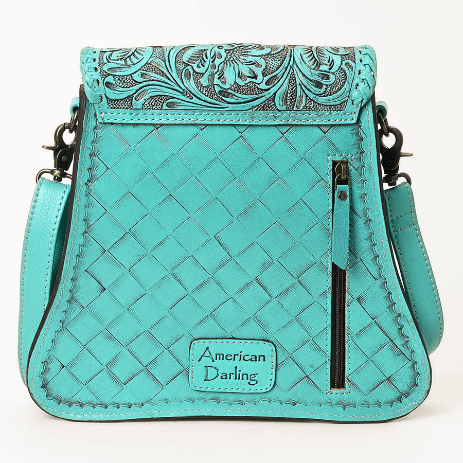 American Darling Hand-Tooled Genuine Leather Crossbody Bag | Floral Carved Full-Grain Western Purse | Everyday Leather Crossbody for Women