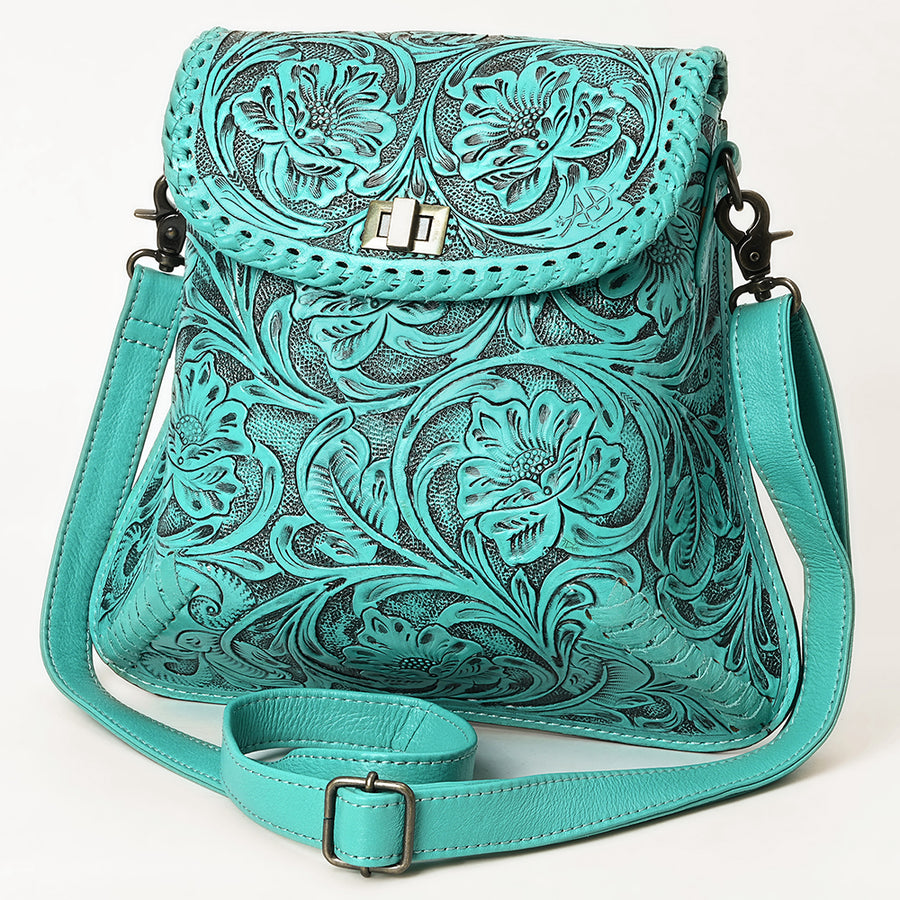 American Darling Hand-Tooled Leather Crossbody Bag | Floral Carved Western Purse - Uhorse