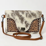 American Darling Adbg1497 Envelope Hand Tooled Hair-On Genuine Leather Women Bag Western Handbag Purse