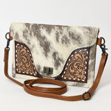 American Darling Adbg1497 Envelope Hand Tooled Hair-On Genuine Leather Women Bag Western Handbag Purse