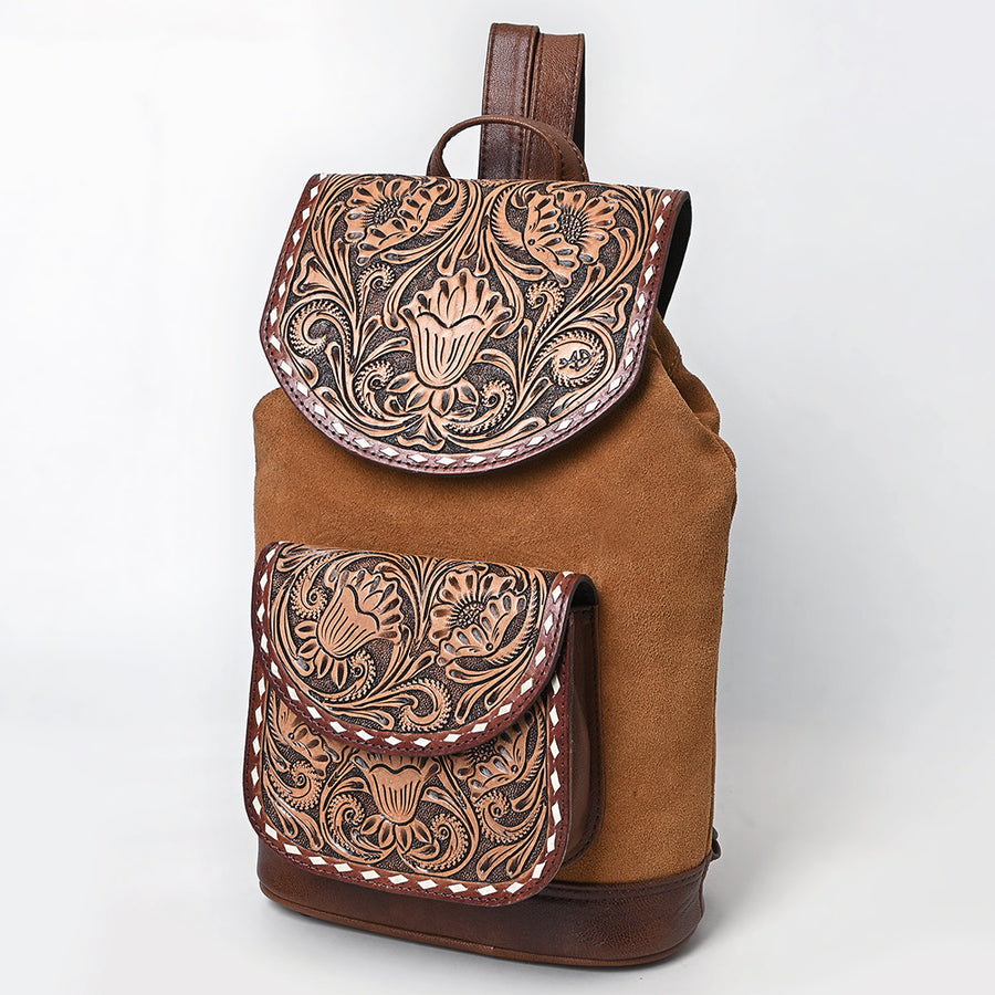American Darling Hand-Tooled Leather Backpack Bag | Western Full-Grain Artisan Pack - Uhorse