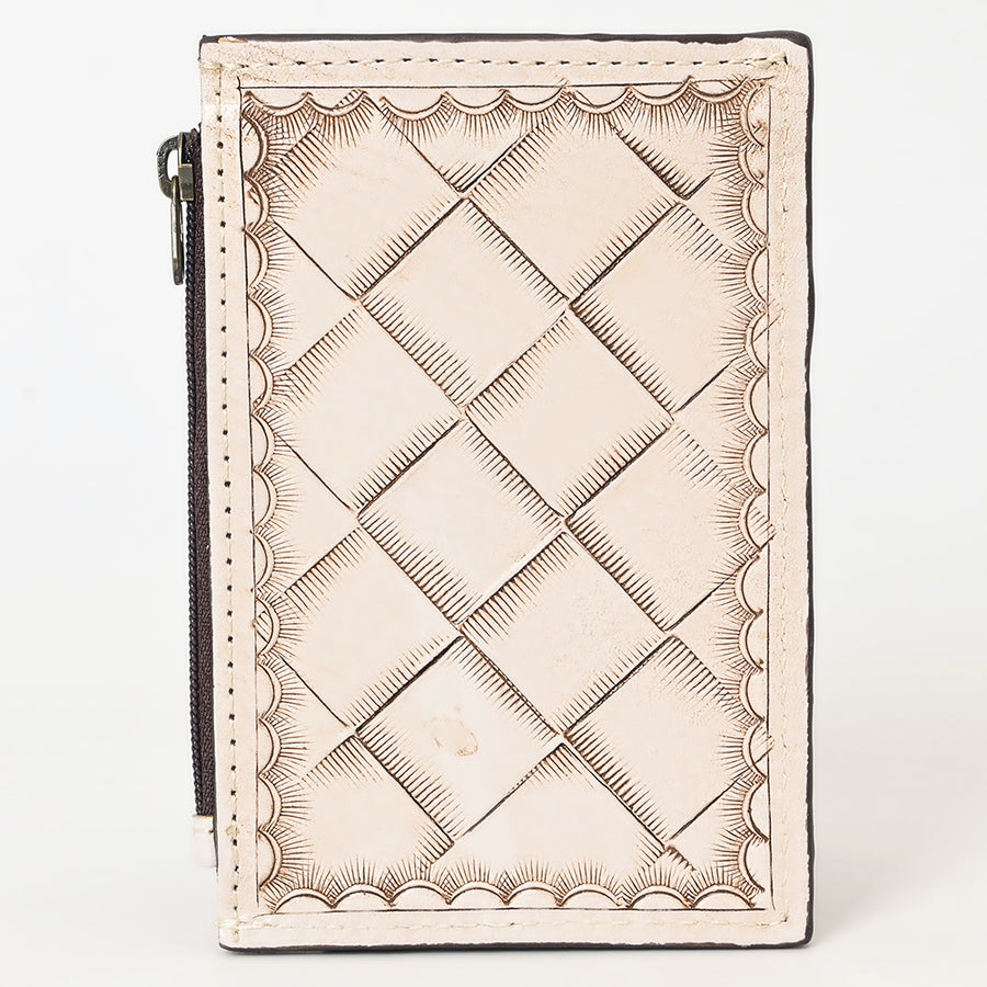 Western Leather Card Holder Bag with Hand-Tooled Floral Carved Full Grain Vegetable-Tanned Leather by American Darling