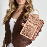 American Darling Card-Holder Hand Tooled Genuine Leather Women Bag W.