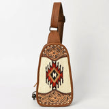 American Darling Sling Hand Tooled Upcycled Wool Genuine Leather Women