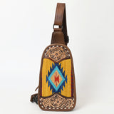 American Darling Sling Hand Tooled Upcycled Wool Genuine Leather Women Bag Western Handbag Purse