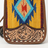 American Darling Sling Hand Tooled Upcycled Wool Genuine Leather Women