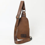 American Darling Sling Hand Tooled Upcycled Wool Genuine Leather Women