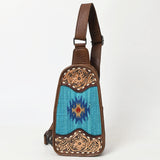 American Darling Sling Hand Tooled Upcycled Wool Genuine Leather Women Bag Western Handbag Purse