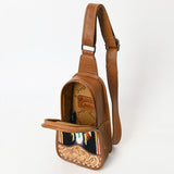 American Darling Sling Hand Tooled Upcycled Wool Genuine Leather Women