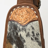 American Darling Sling Hand Tooled Upcycled Wool Genuine Leather Women