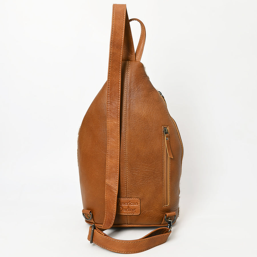 American Darling Western Leather Sling Bag with Hair-On Cowhide, Hand-Tooled Accents, Adjustable Strap, Spacious Interior & Premium Craftsmanship