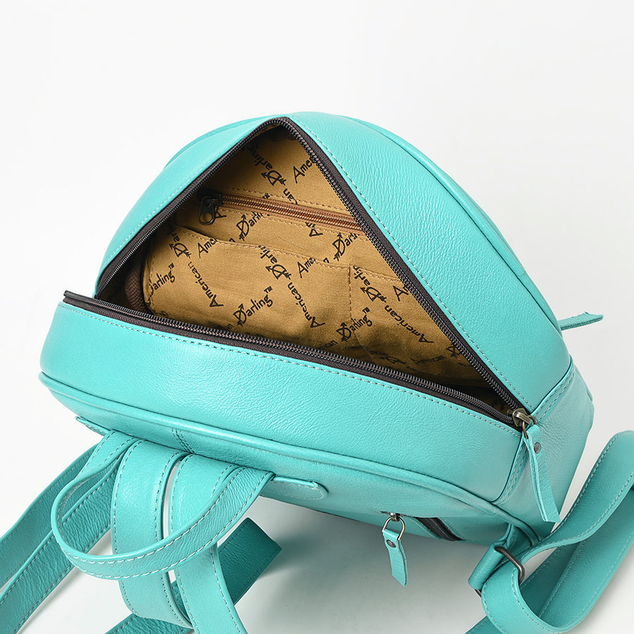 American Darling Western Leather Backpack Bag with Hand-Tooled Floral Details, Woven Saddle Blanket Front, Adjustable Strap, Spacious Interior & Premium Craftsmanship