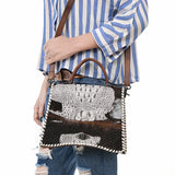 American Darling Tote Crocodile Embossed Genuine Leather Women Bag Western Handbag Purse