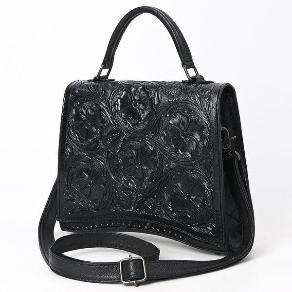 American Darling Western Leather Messenger Bag with Hand-Tooled Floral Detailing - Uhorse