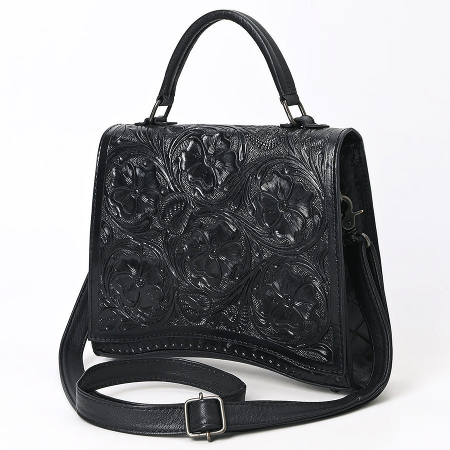 American Darling Western Leather Messenger Bag with Hand-Tooled Floral Detailing - Uhorse