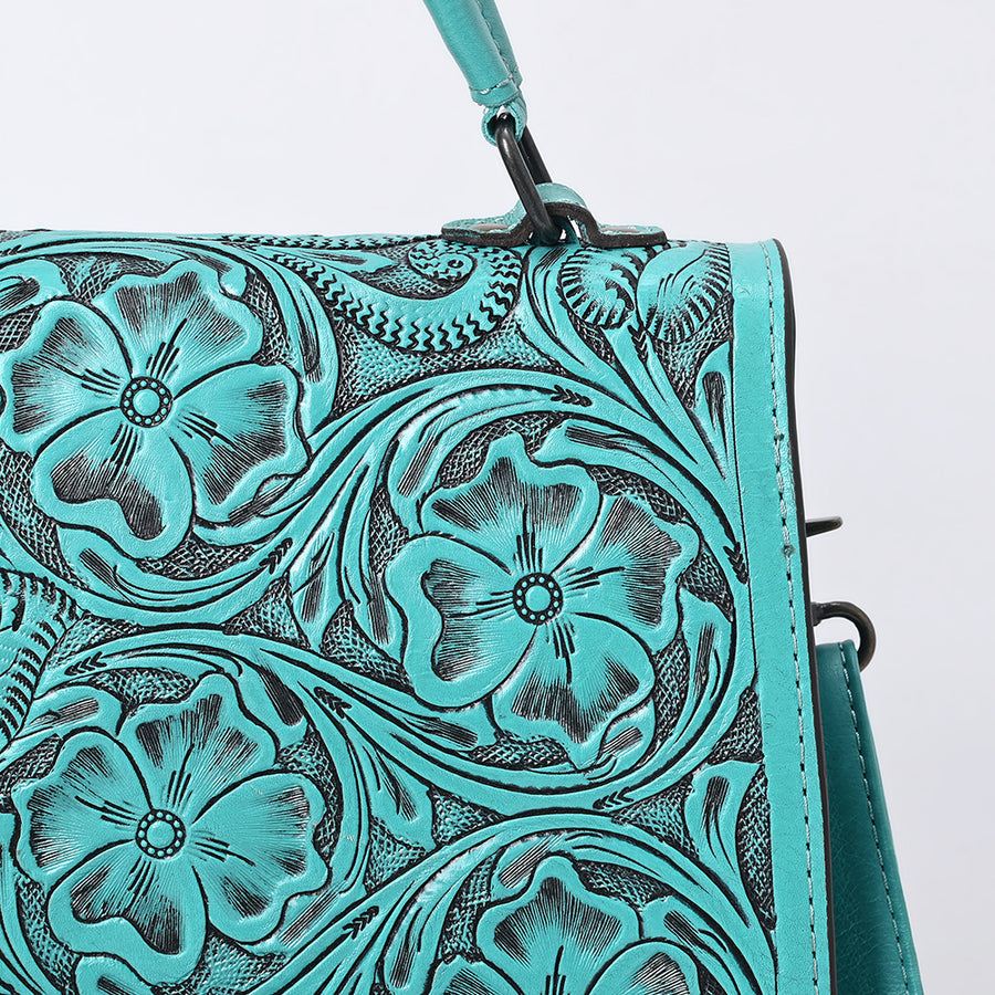 American Darling Western Leather Messenger Bag with Hand-Tooled Floral Carving, Structured Body, Adjustable Strap, Spacious Interior & Premium Craftsmanship