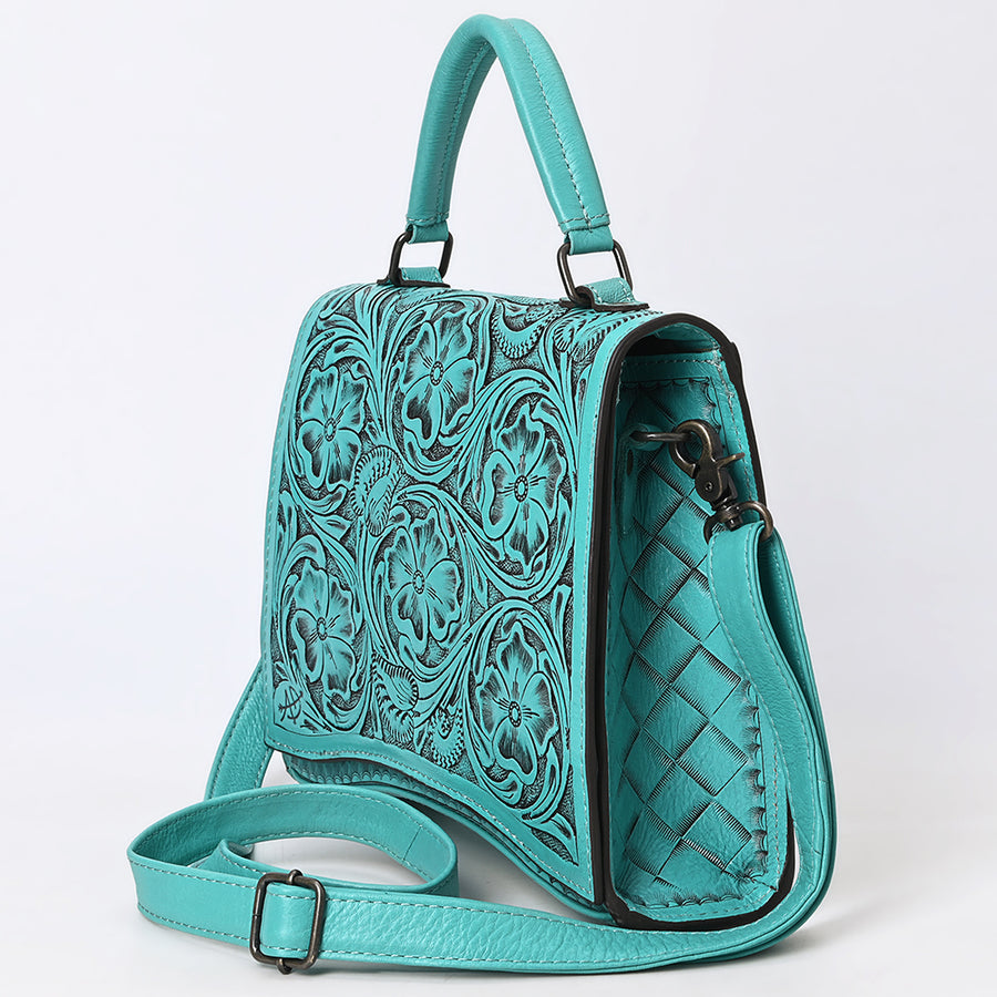American Darling Western Leather Messenger Bag with Hand-Tooled Floral Carving, Structured Body, Adjustable Strap, Spacious Interior & Premium Craftsmanship