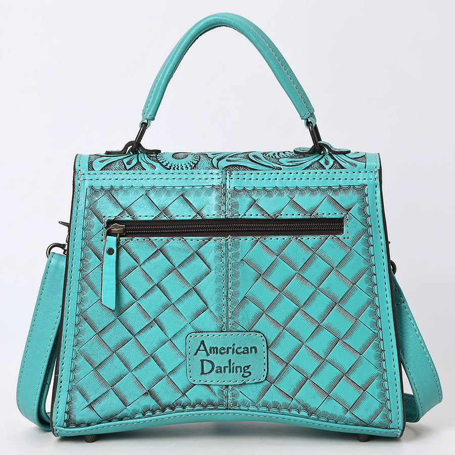 American Darling Western Leather Messenger Bag with Hand-Tooled Floral Carving, Structured Body, Adjustable Strap, Spacious Interior & Premium Craftsmanship