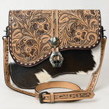 American Darling Western Leather Crossbody Bag with Hand-Tooled Floral Detailing, Hair-On Accents & Premium Genuine Leather