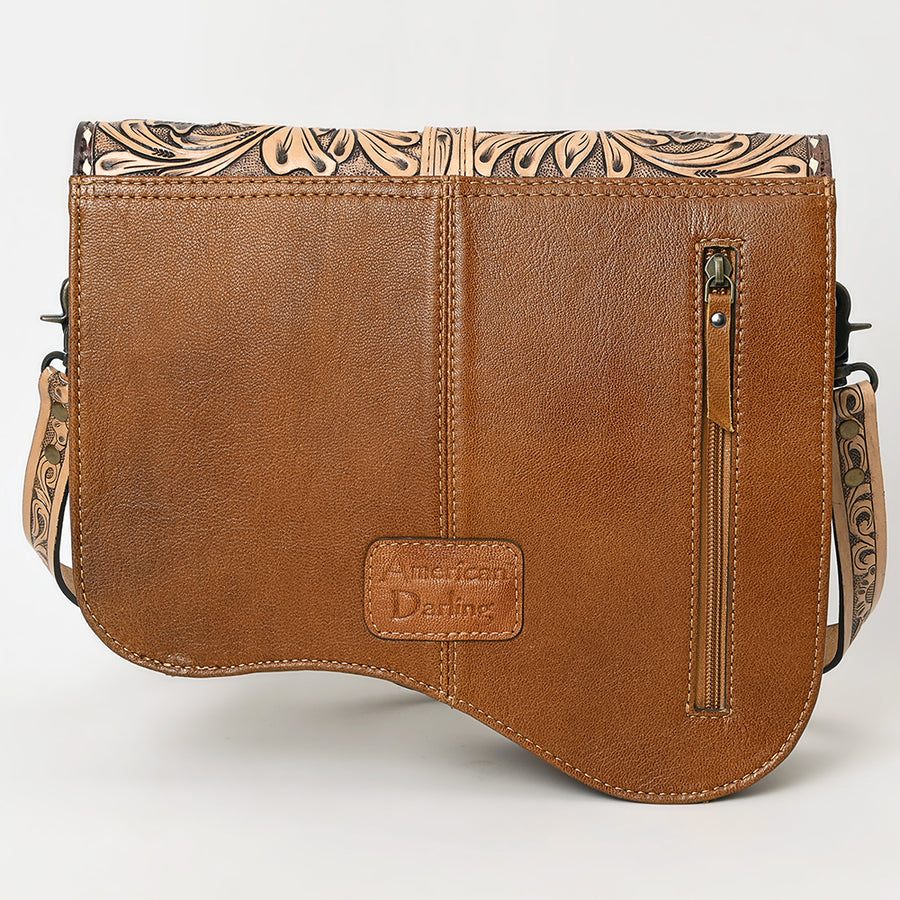 American Darling Western Leather Crossbody Bag with Hand-Tooled Floral Detailing, Hair-On Accents & Premium Genuine Leather