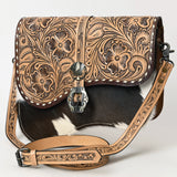 American Darling Adbg1518 Cross Body I Hand Tooled Hair-On Genuine Leather Women Bag Western Handbag Purse