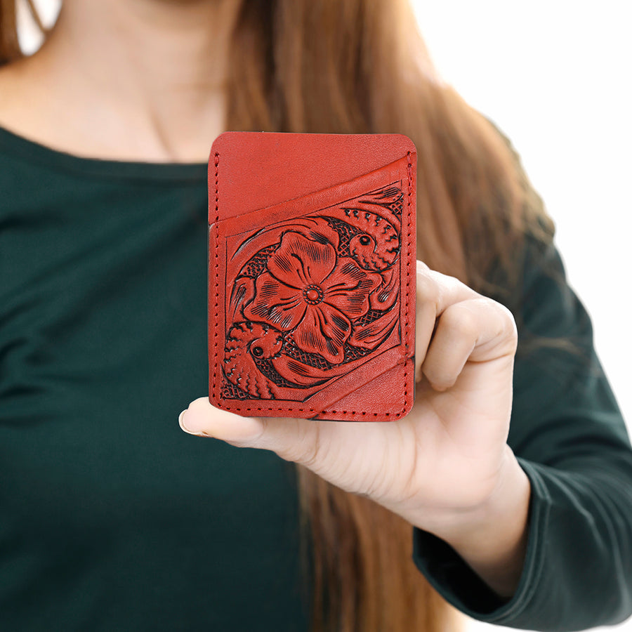 American Darling Card Holder Hand Tooled Genuine Leather | Business Credit