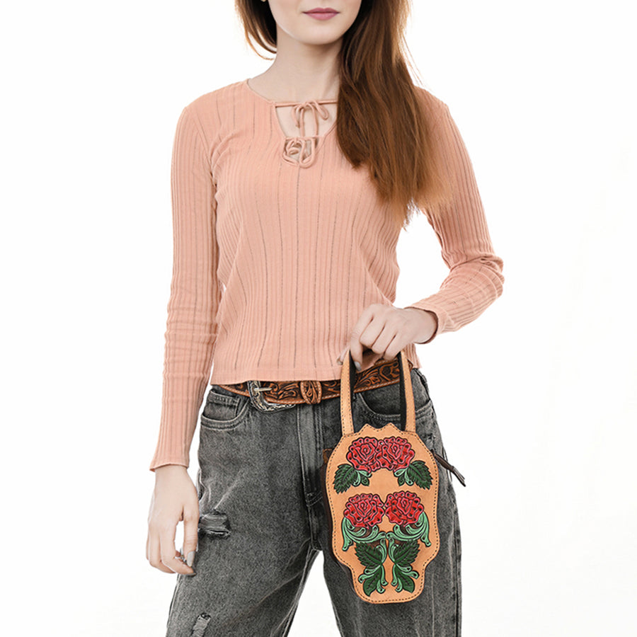American Darling Hand Tooled Floral Carved Genuine Leather Tote Bag Eco-Friendly Western Purse