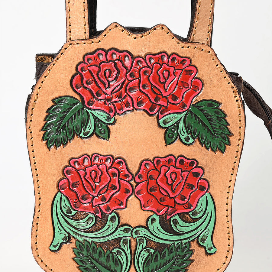 American Darling Hand Tooled Floral Carved Genuine Leather Tote Bag Eco-Friendly Western Purse