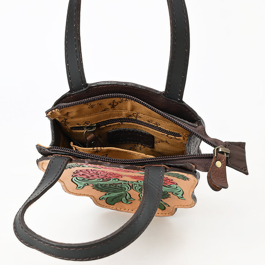 American Darling Hand Tooled Floral Carved Genuine Leather Tote Bag Eco-Friendly Western Purse