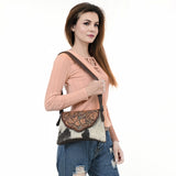 American Darling Adbga571 Cross Body I Hand Tooled Hair-On Genuine Leather Women Bag Western Handbag Purse