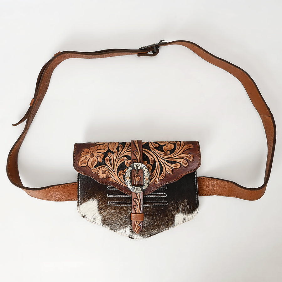 American Darling Hand Tooled Hair-On Cowhide Genuine Leather Sling Bag - Uhorse
