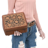 American Darling Jewelry Case Hand Tooled Genuine Leather Women Bag Western Handbag Purse