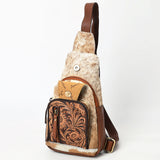 American Darling Sling Hand Tooled Hair On Genuine Leather Women Bag Western Handbag Purse