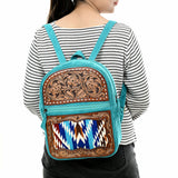 American Darling Backpack Hand Tooled Upcycled Wool Genuine Leather Women Bag Western Handbag Purse |