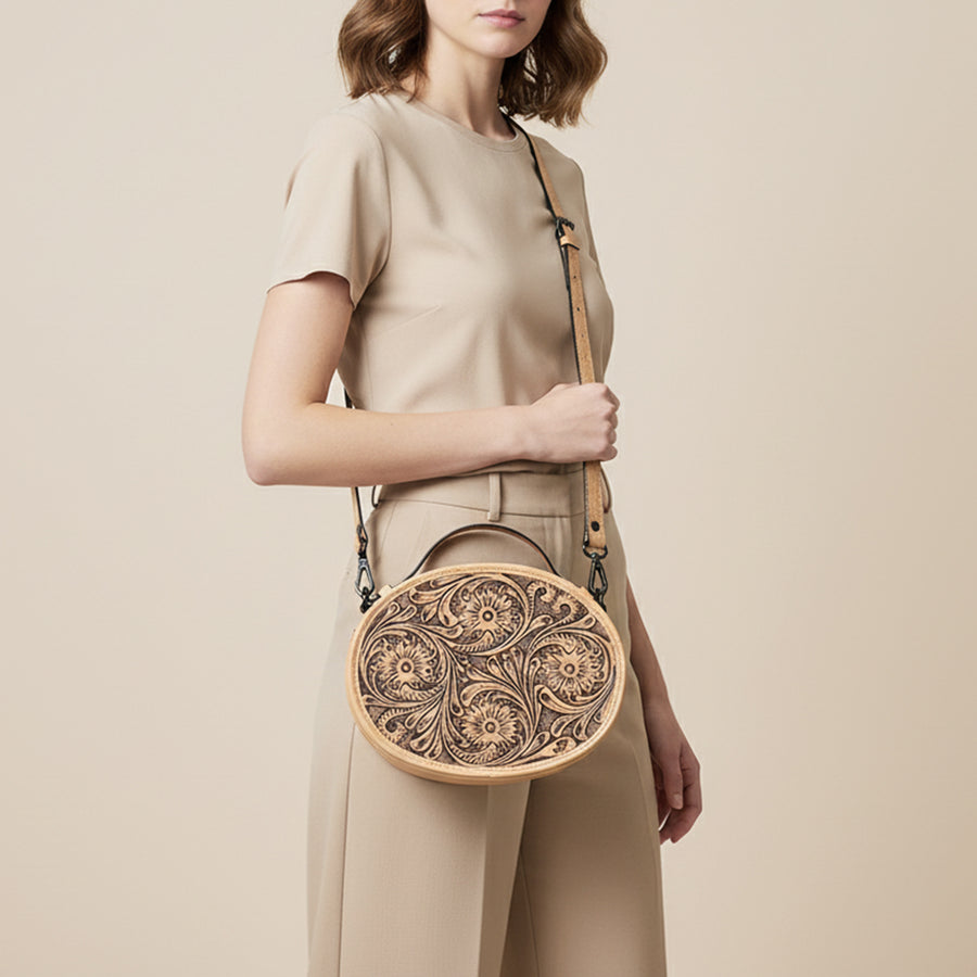 American Darling Canteen Hand Tooled Genuine Leather Women Bag Western Handbag Purse